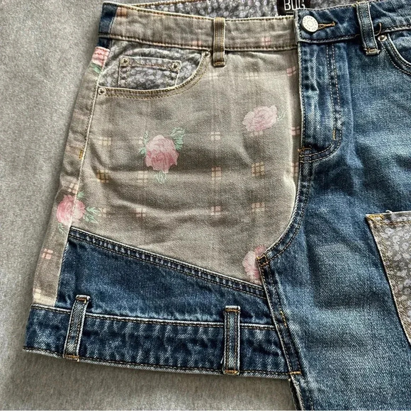 BDG Urban Outfitters Floral Patchwork Denim Mini Skirt size M - Picture 3 of 9